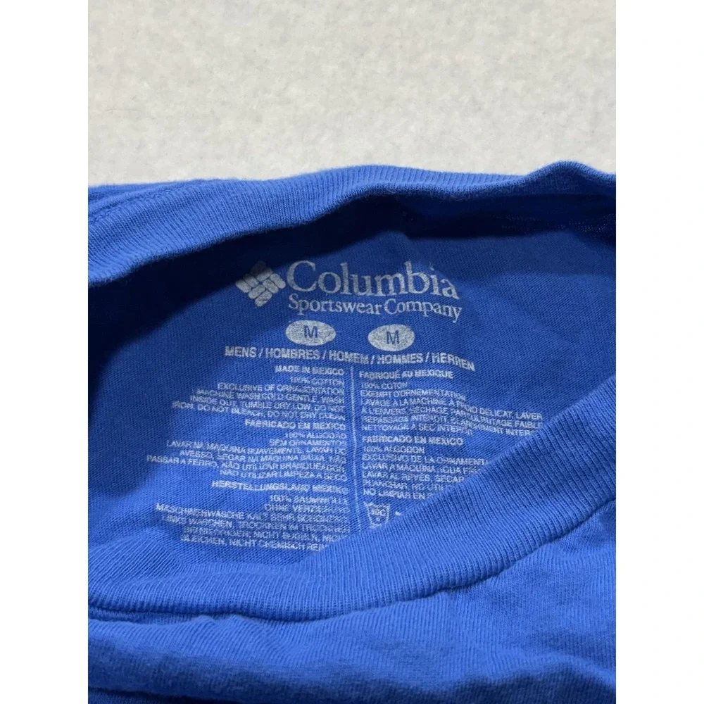 Columbia Shirt Mens Medium Blue Desert Cactus Graphic Tee Cotton Outdoor Hiking